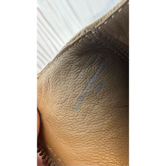 NWT All Saints carlotta suede heeled side zip ankle boots in sand - Picture 15 of 16